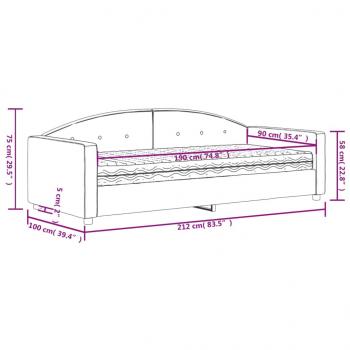 Tagesbett mit Matratze Hellgrau 90x190 cm Samt