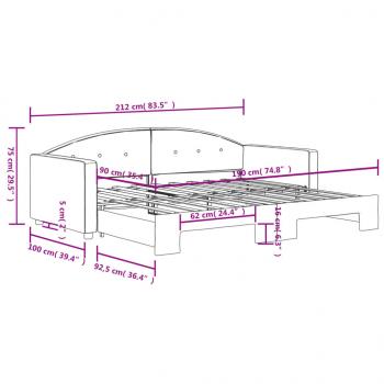 Tagesbett Ausziehbar Hellgrau 90x190 cm Samt