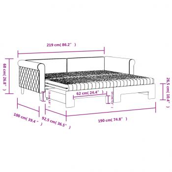 Tagesbett Ausziehbar mit Matratzen Schwarz 90x190 cm Samt