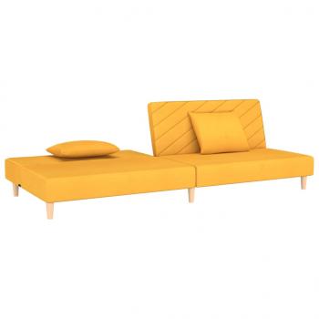 Schlafsofa 2-Sitzer mit 2 Kissen Gelb Stoff