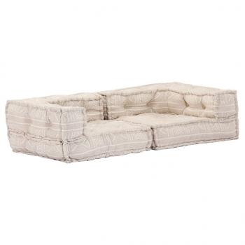 2-Sitzer Modularer Pouf Beige Stoff