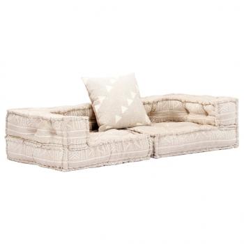 2-Sitzer Modularer Pouf Beige Stoff