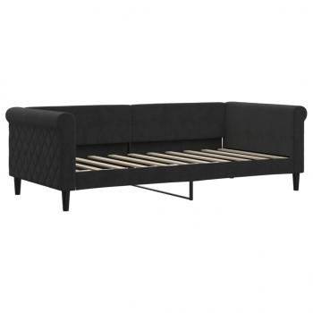 Tagesbett Ausziehbar Schwarz 90x190 cm Samt