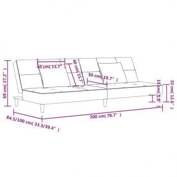 Schlafsofa 2-Sitzer mit 2 Kissen Creme Stoff