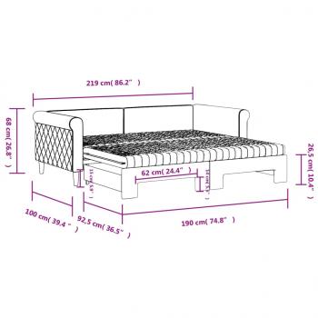 Tagesbett Ausziehbar mit Matratzen Hellgrau 90x190 cm Samt