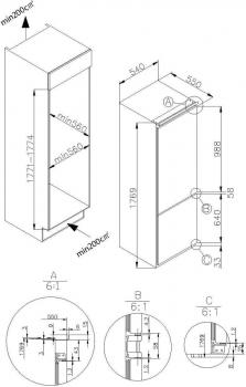 Amica EKGCS 387 926 Einbau-Kühl-/Gefrierkombination, Nischenhöhe: 178 cm, 270 L, Schlepptür-Technik, elektronische Steuerung, Tür-Offen-Alarm, Inverter Kompressor, weiß (1195060)