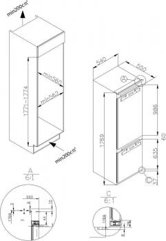 Amica EKGCX 387 912 Einbau-Kühl-/Gefrierkombination, Nischenhöhe: 178 cm, 270 L, Festtür-Technik, elektronische Steuerung, Tür-Offen-Alarm, Inverter Kompressor, weiß (1195034)