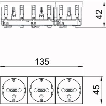 ARDEBO.de - Steckdose 0°, 3-fach, kodiert Schutzkontakt 250V, 10/16A, PC, signalrot, RAL 3001