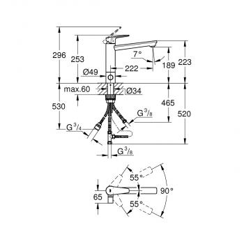 GROHE BauEdge Einhebel- Spültischarmatur, 1/2", chrom (31696000)