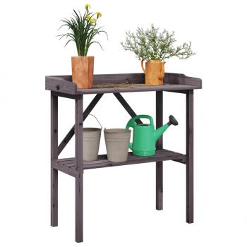 ARDEBO.de - Pflanztisch mit Ablage Grau 78x38x82,5 cm Massivholz Tanne