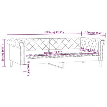 Tagesbett Cappuccino-Braun 90x200 cm Kunstleder