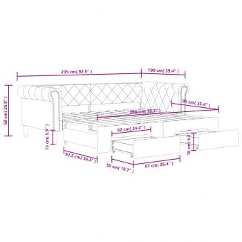 Tagesbett Ausziehbar mit Schubladen Braun 90x200 cm Kunstleder