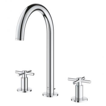 GROHE Atrio 3-Loch-Waschtischbatterie, L-Size, Kreuzgriffe, Ablaufgarnitur, chrom (20643000)