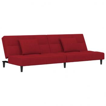 Schlafsofa 2-Sitzer mit 2 Kissen Weinrot Samt