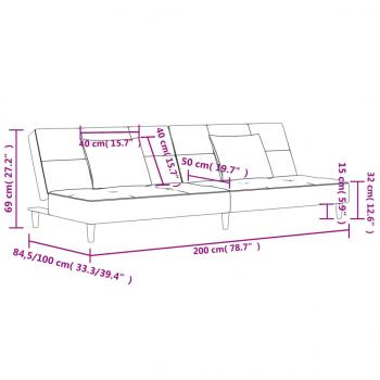 Schlafsofa 2-Sitzer mit 2 Kissen Weinrot Samt