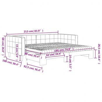 Tagesbett Ausziehbar mit Matratzen Schwarz 90x190 cm Samt