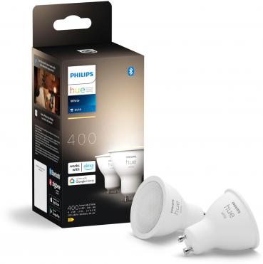 ARDEBO.de Philips Hue 400 Smarter Spot White, LED, GU10, 400 lm, 4,2W, 2700K, doppelpack, weiß (929003666902)