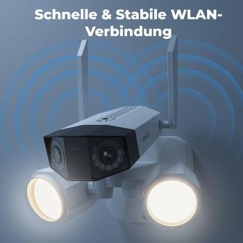 Reolink Floodlight Series F750W intelligente 4K 8 MP Dualband-WLAN Überwachungskamera mit zwei Objektiven und Flutlicht, weiß