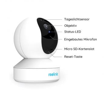 Reolink E Series E340 5 MP Dualband-WLAN, intelligente Überwachungskamera, Schwenk-und Neigefunktion, 3x optischer Zoom, weiß