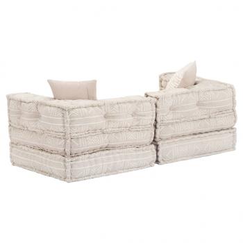 2-Sitzer Modularer Pouf Beige Stoff