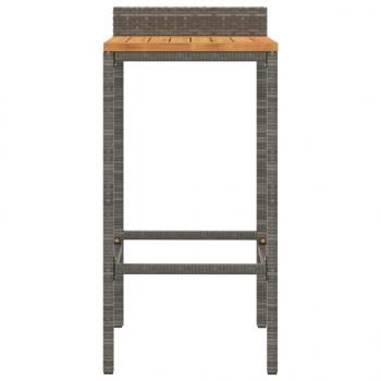 Barhocker 2 Stk. Grau Poly Rattan und Massivholz Akazie