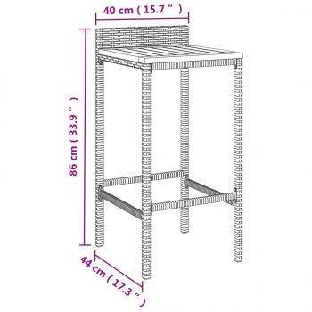 Barhocker 2 Stk. Grau Poly Rattan und Massivholz Akazie