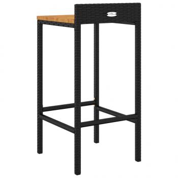 Barhocker 2 Stk. Schwarz Poly Rattan und Massivholz Akazie