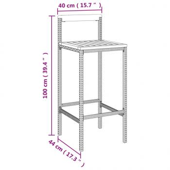 Barhocker 4 Stk. Grau Poly Rattan und Massivholz Akazie