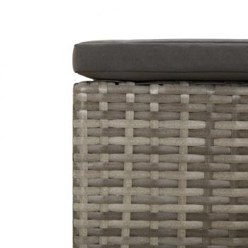 Gartenhocker mit Kissen Grau Poly Rattan