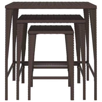 Satztische 3 Stk. Braun Poly Rattan