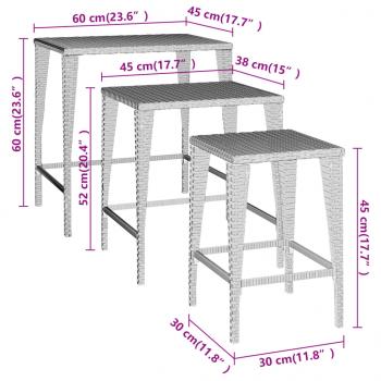 Satztische 3 Stk. Braun Poly Rattan