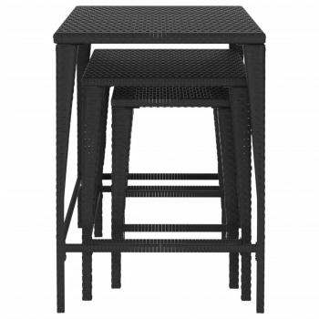 Satztische 3 Stk. Schwarz Poly Rattan