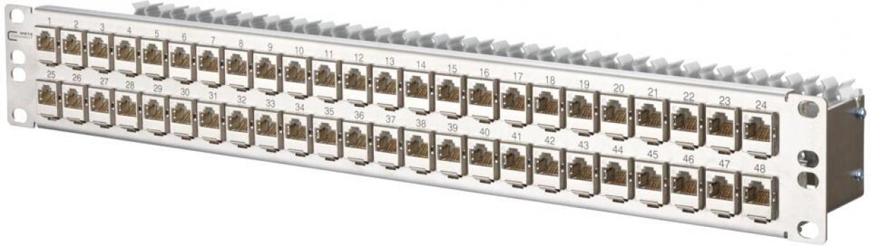 ARDEBO.de Metz Connect 130924-E E-DAT modul 48x8(8) 1,5HE Patchfeld Cat.6A, Edelstahl