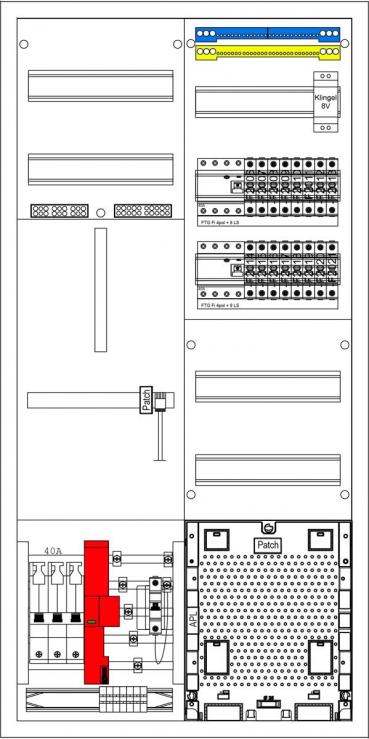 ARDEBO.de f-tronic ZE106Z1-0040 Zählerschrank, komplett bestückt mit ÜSS, 1100x550mm (7120762)