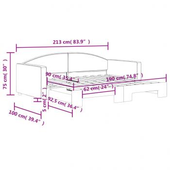 Tagesbett Ausziehbar Hellgrau 90x190 cm Stoff