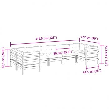 7-tlg. Garten-Sofagarnitur mit Kissen Massivholz Douglasie