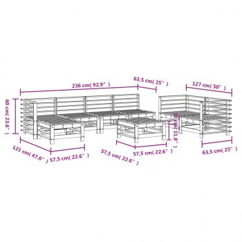 8-tlg. Garten-Lounge-Set Massivholz Kiefer