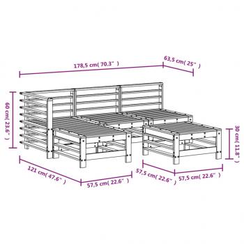 5-tlg. Garten-Lounge-Set Massivholz Kiefer