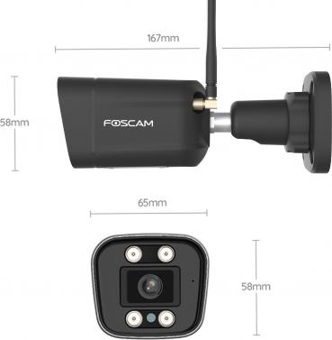 Foscam V8P 4K 8 MP Dual-Band WLAN Überwachungskamera mit integriertem Scheinwerfer und einer Alarmsirene, schwarz (V8P schwarz)