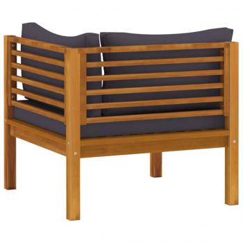 Ecksofas 2 Stk. mit Dunkelgrauen Kissen Massivholz Teak