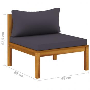 2-tlg. Sofa-Set mit Dunkelgrauen Kissen Akazie Massivholz