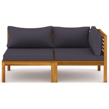 2-tlg. Sofa-Set mit Dunkelgrauen Kissen Akazie Massivholz