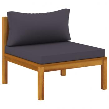 2-tlg. Sofa-Set mit Dunkelgrauen Kissen Akazie Massivholz