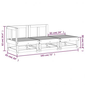 3-tlg. Garten-Lounge-Set Massivholz Kiefer