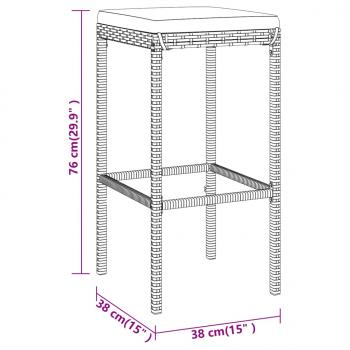 7-tlg. Gartenbar-Set mit Kissen Schwarz Poly Rattan