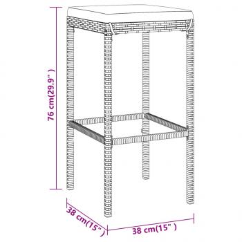 11-tlg. Gartenbar-Set mit Kissen Schwarz Poly Rattan