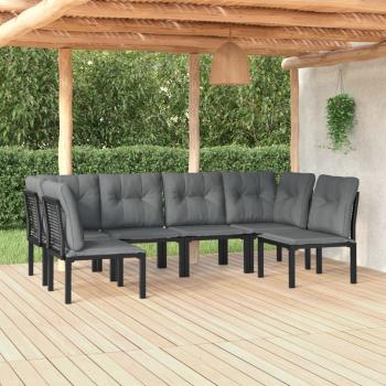 ARDEBO.de - 6-tlg. Garten-Lounge-Set Schwarz und Grau Poly Rattan