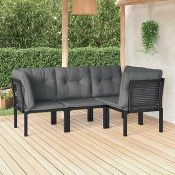 ARDEBO.de - 4-tlg. Garten-Lounge-Set Schwarz und Grau Poly Rattan