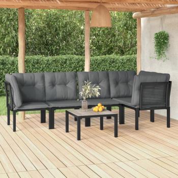 ARDEBO.de - 6-tlg. Garten-Lounge-Set Schwarz und Grau Poly Rattan