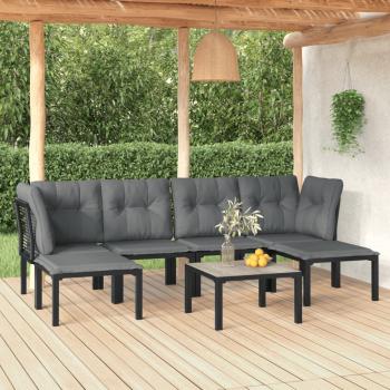 ARDEBO.de - 7-tlg. Garten-Lounge-Set Schwarz und Grau Poly Rattan